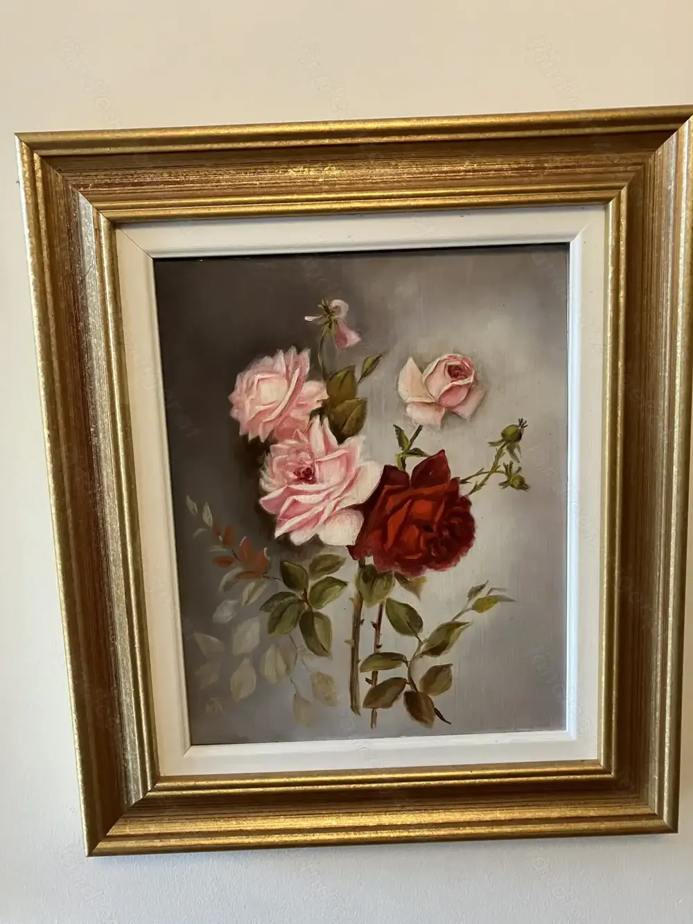 Gemälde Stilleben Rosen Öl auf Holz Gemälde Stilleben Rosen Öl auf Holz