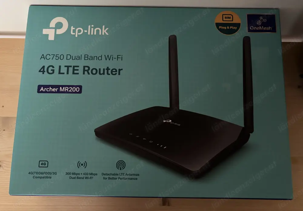 TP-Link Archer MR200 Cat4 + AC750 Mbps Dualband 4G LTE WLAN Router TP-Link Archer MR200 Cat4 + AC750 Mbps Dualband 4G LTE WLAN Router