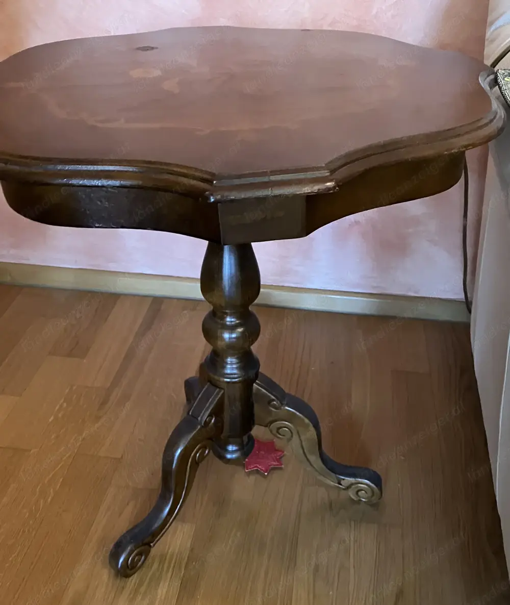 Beistelltischchen mit Einlegearbeiten dunkelbraun Vintage Beistelltischchen mit Einlegearbeiten dunkelbraun Vintage
