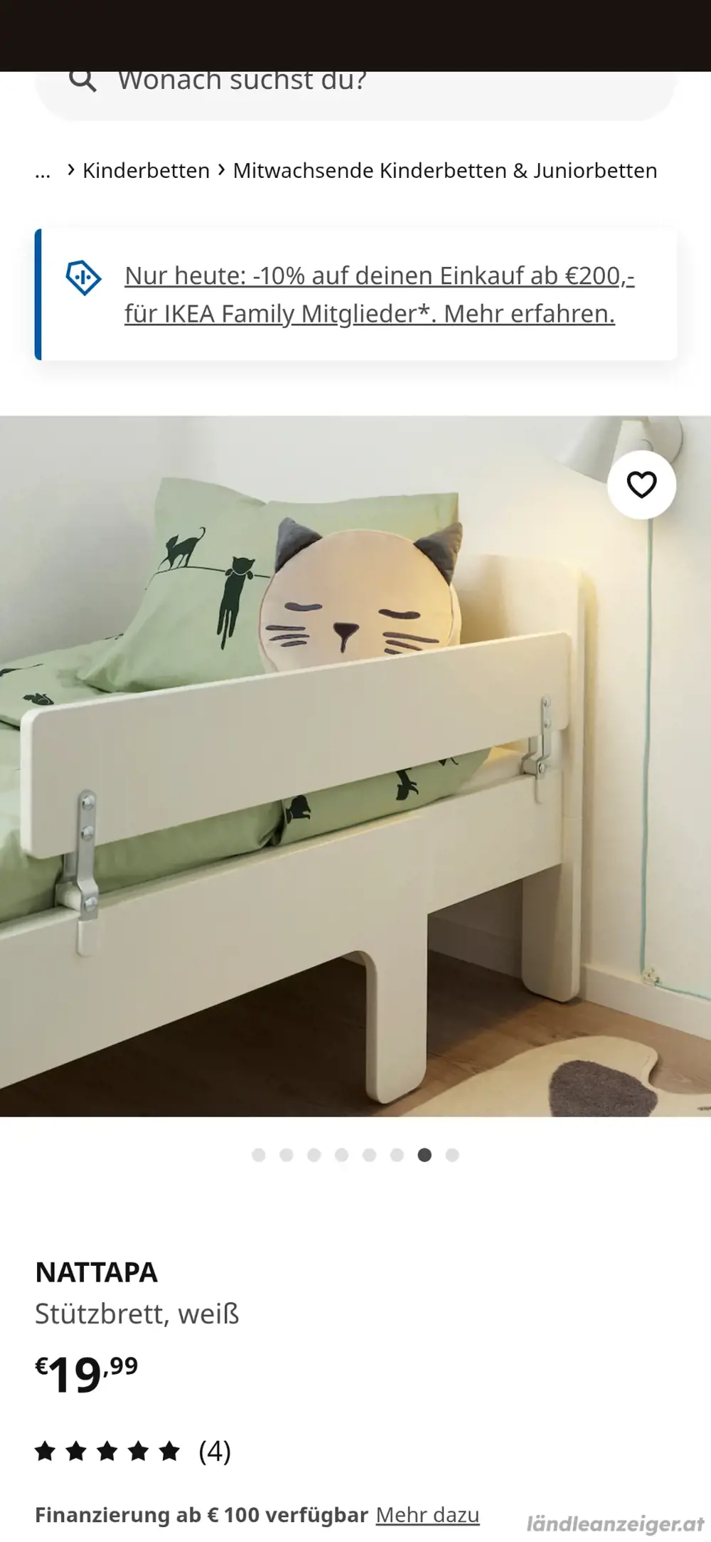 Rausfallschutz, Brett für Bett