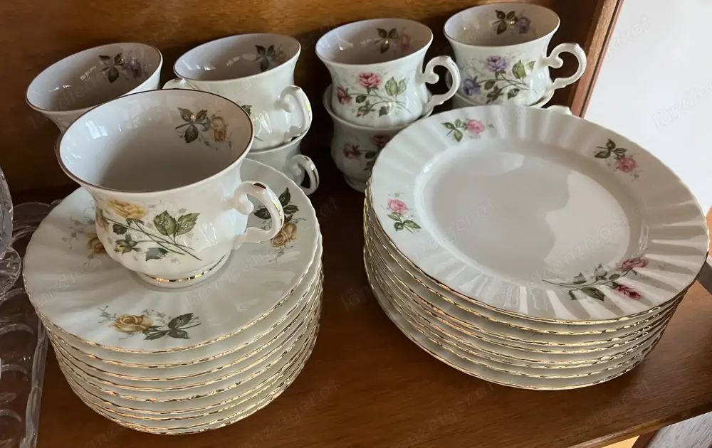 Kaffeeservice Seltmann Weiden Bavaria "Royal China" Rosendekor 8-teilig Kaffeeservice Seltmann Weiden Bavaria "Royal China" Rosendekor 8-teilig