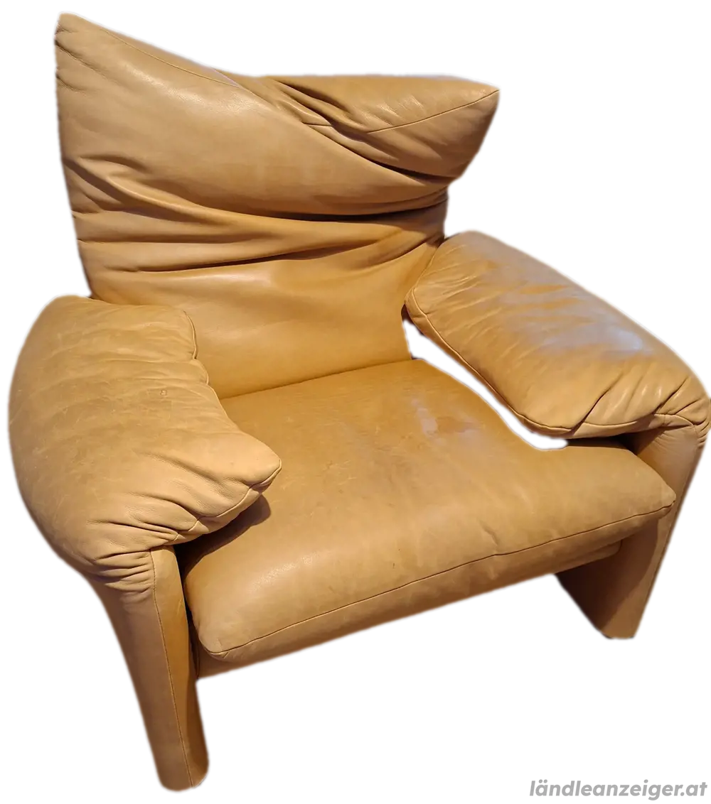 Cassina Maralunga Sessel + Hocker   Echtleder