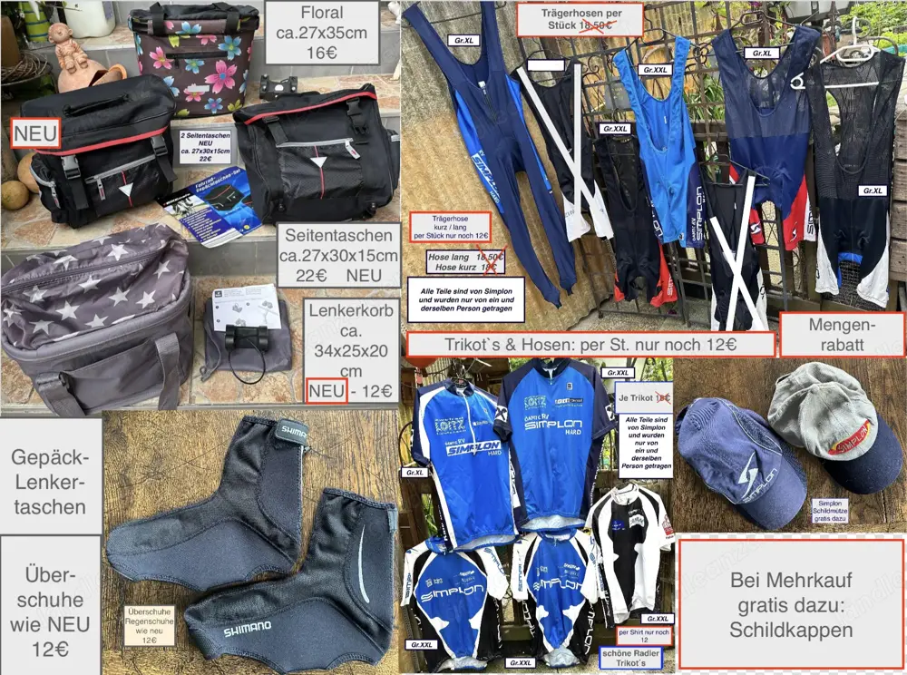 Fahrrad Seitentaschen Lenkerkorb Gepäcktasche Trikot Trägerhosen