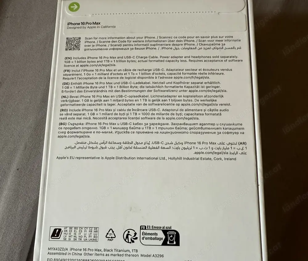 iPhone 16 Pro Max 1TB grau iPhone 16 Pro Max 1TB grau