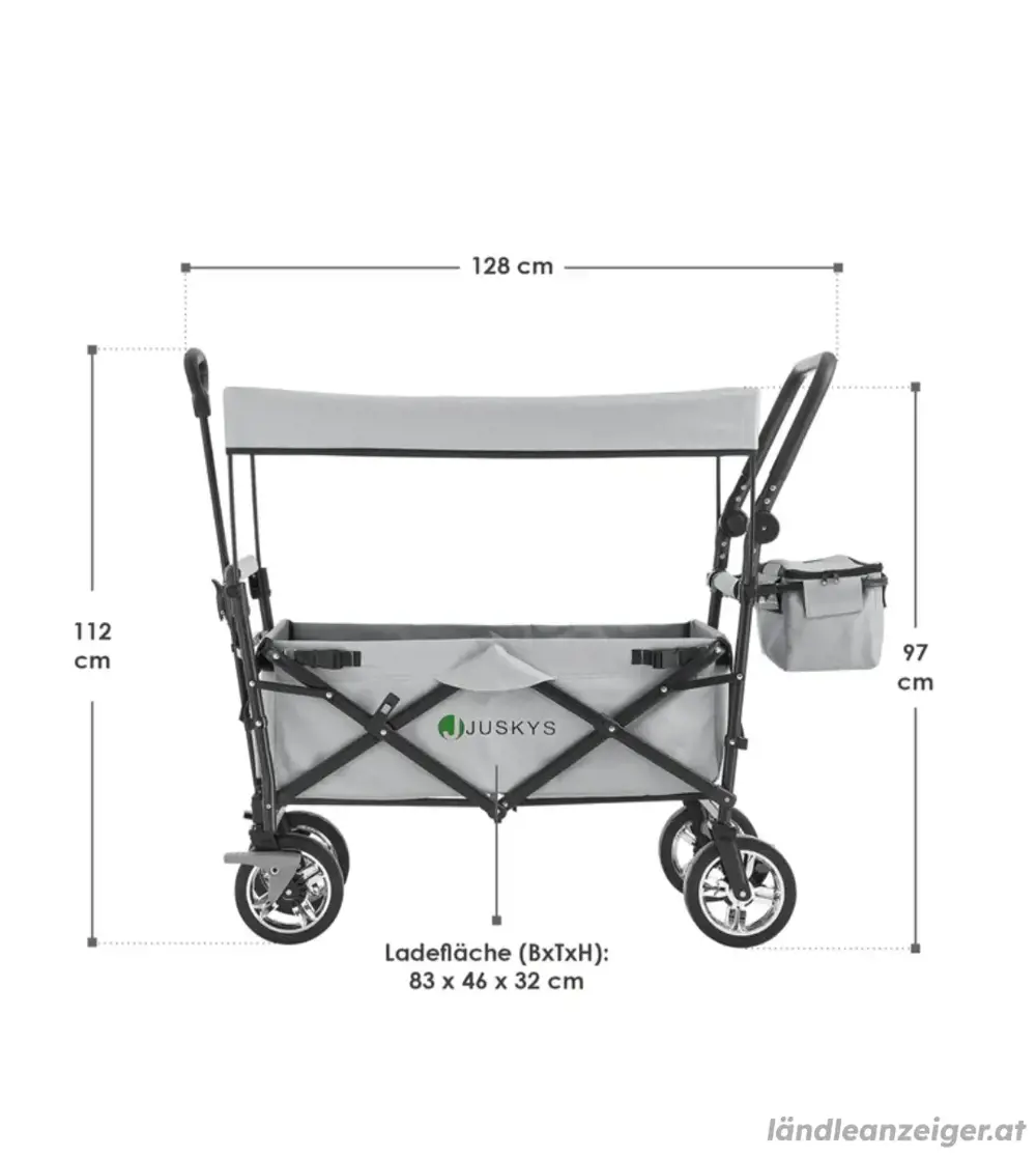 Faltbarer Bollerwagen mit Dach & Tasche Juskys NEU Faltbarer Bollerwagen mit Dach & Tasche Juskys NEU