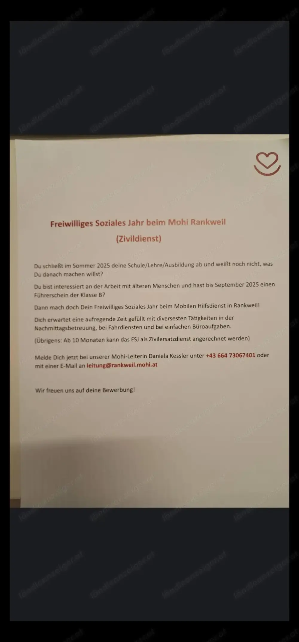 Freiwilliges Soziales Jahr Zivildienst beim Mobilen Hilfsdienst Rankweil Freiwilliges Soziales Jahr Zivildienst beim Mobilen Hilfsdienst Rankweil