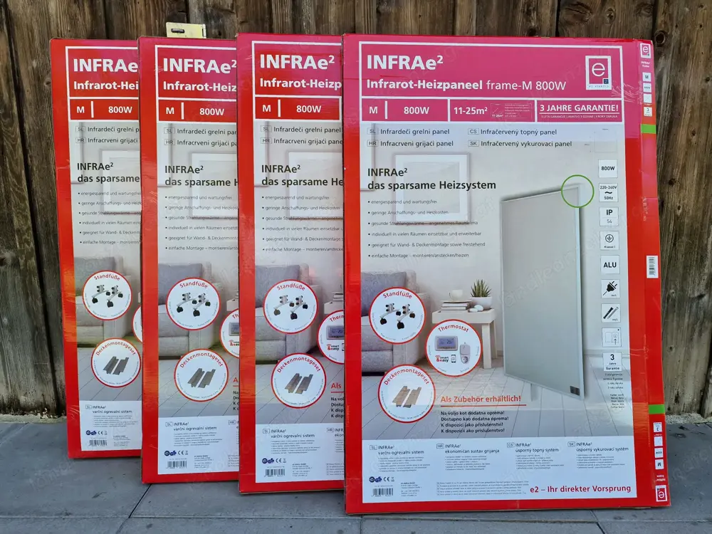 4x Infrarot-Heizpaneele INFRAE2 Frame-M 800W - effiziente & moderne Wärme