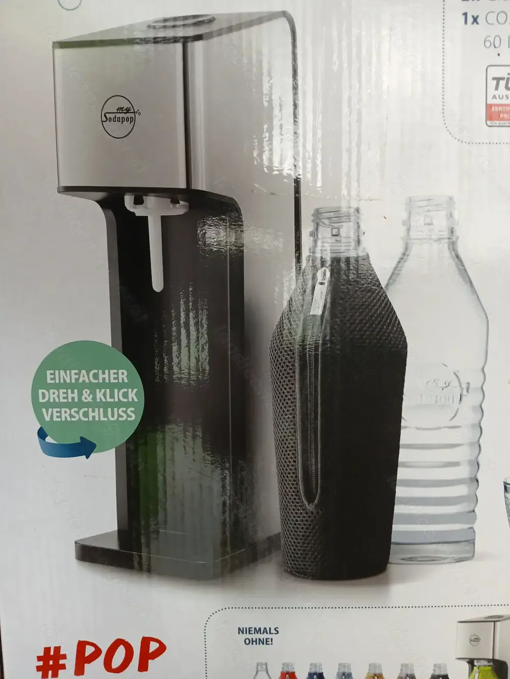 Sodapop Trinkwassersprudler mit Zylinder + 3 Flaschen  anstatt 89,90  nur  Euro 28,-  kmplt