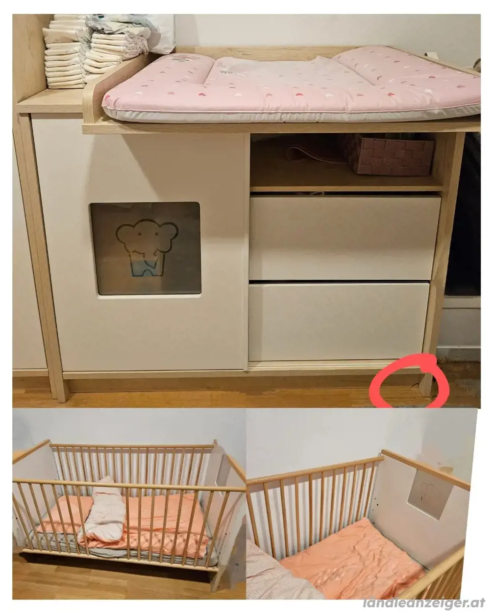 Gitterbett und Wickelkommode