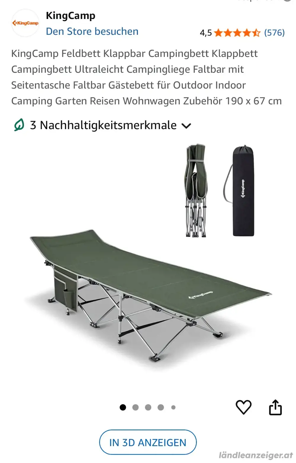 KingCamp Campingbett Klappbett KingCamp Campingbett Klappbett