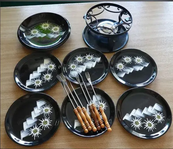 Fondueteller u. Rechaud u. Fonduegabeln, Superpreis
