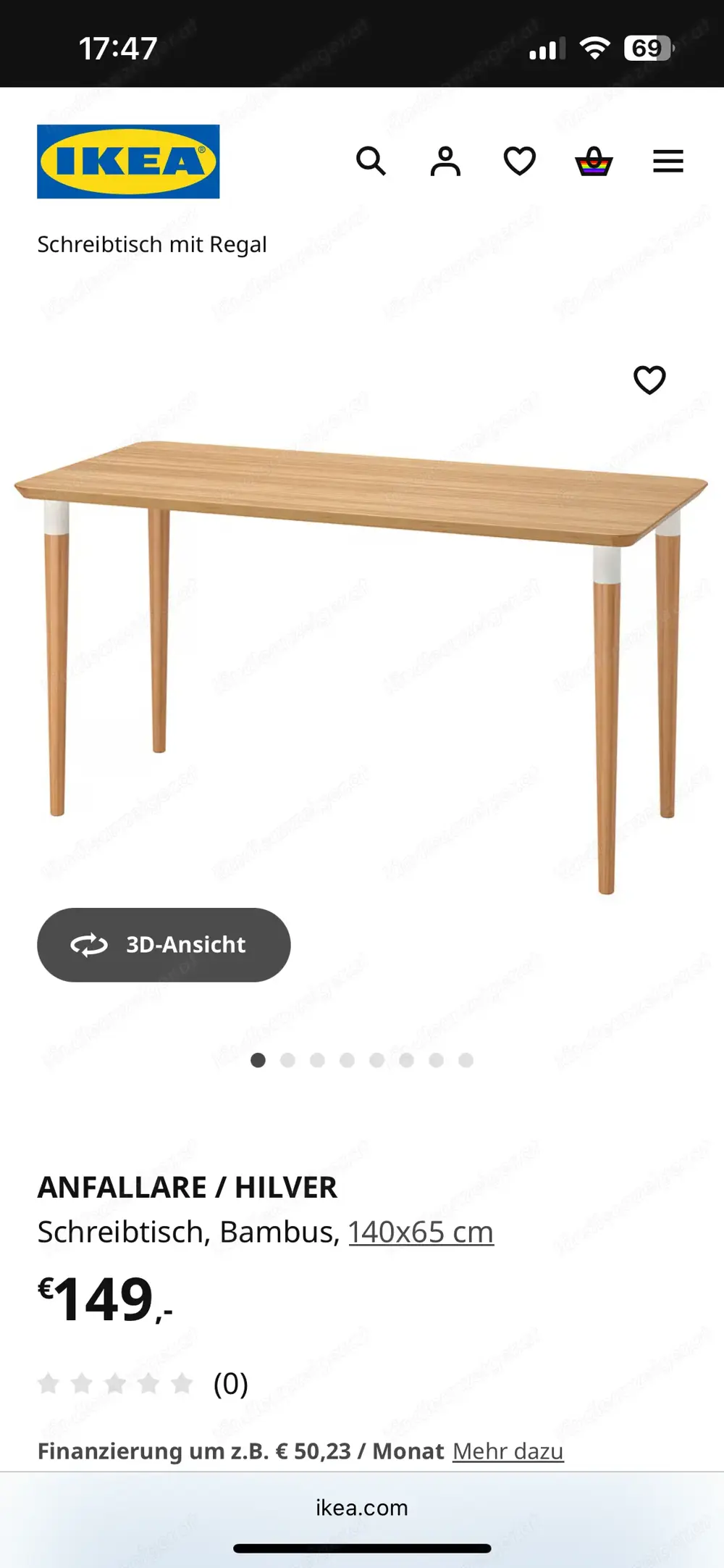 Schreibtisch Bambus Ikea 149 x 65