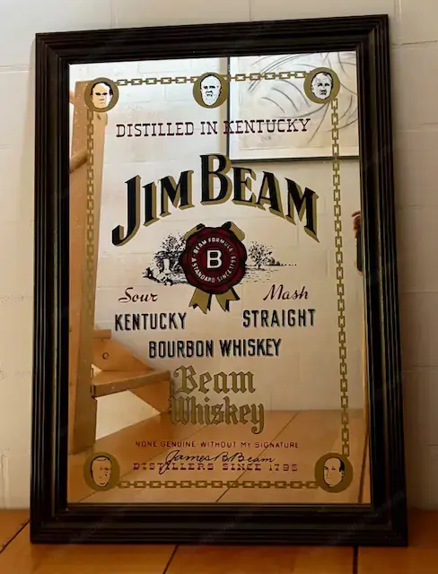 Deko Spiegelbild "JIM BEAM" 65 x 90 cm, 70iger Jahre
