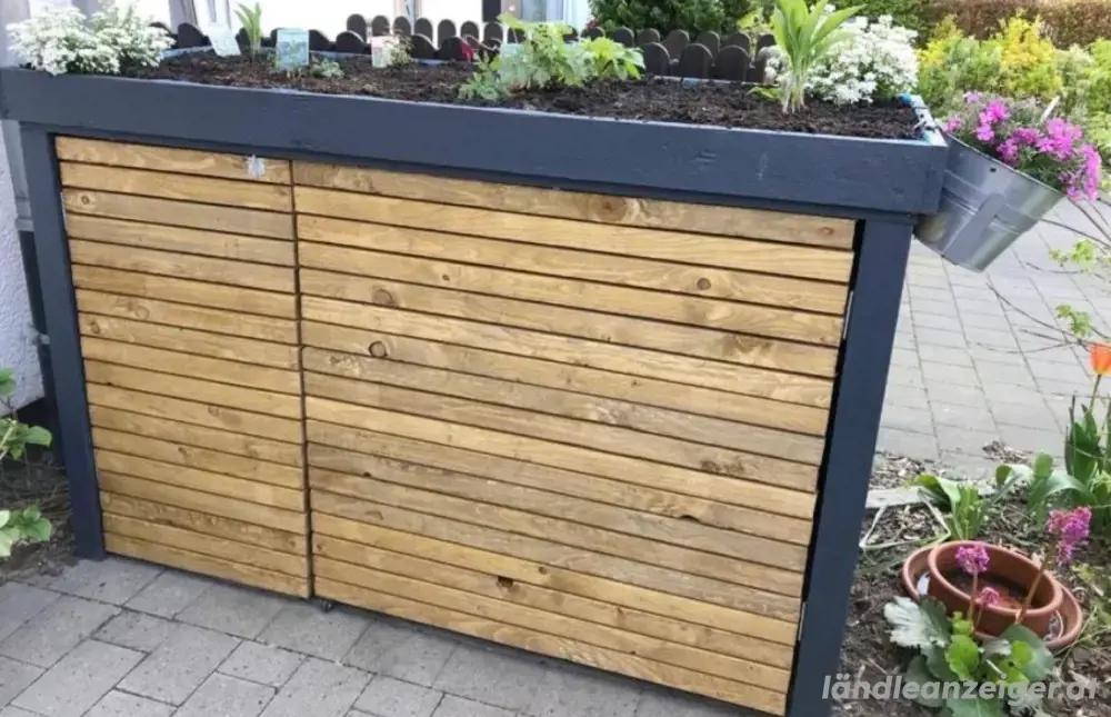 Fahrradgarage, Zaun, Mülltonnen....