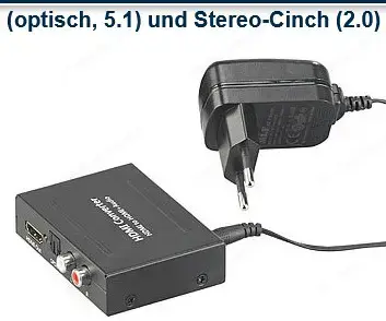 auvisio HDMI Audio Extractor: HDMI-Audio-Konverter zu TOSLINK (optisch, 5.1) und Stereo-Cinch (2.0)