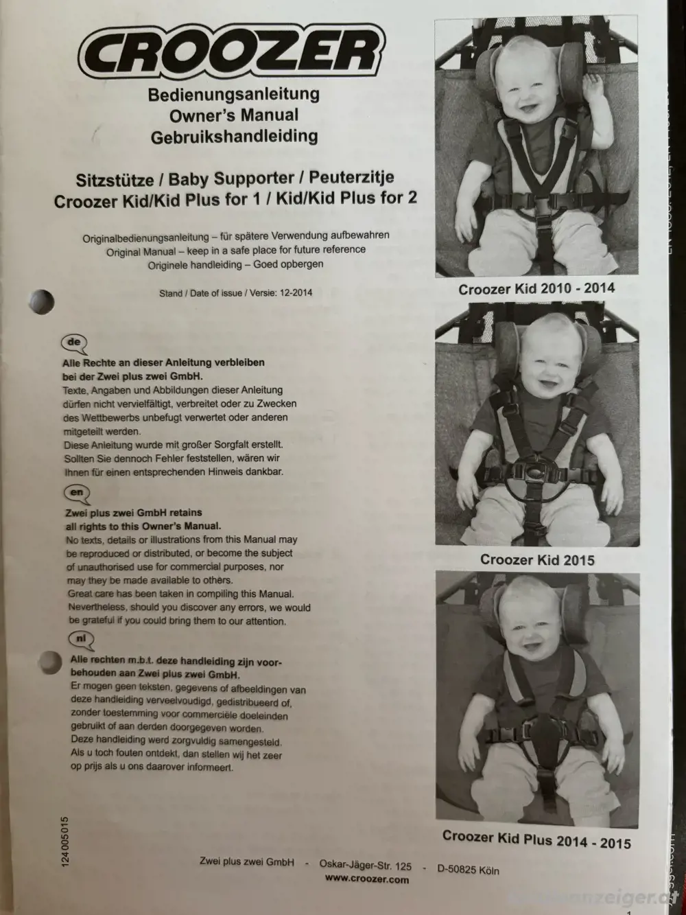 Croozer Babysitz inkl. Stützkissen