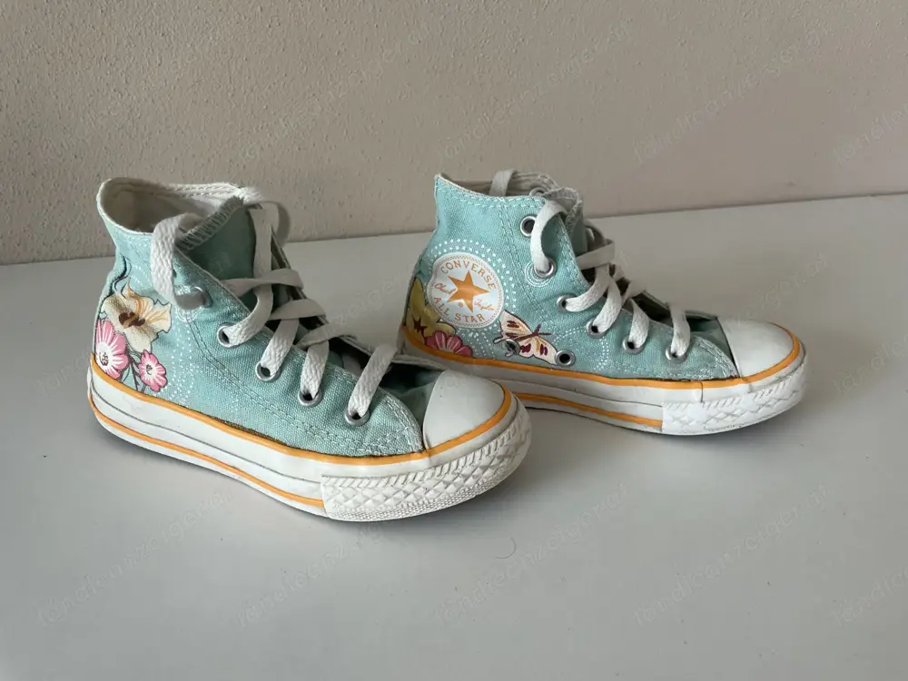 Converse All Star türkis mit Blumenmuster Gr. 27 Mädchen
