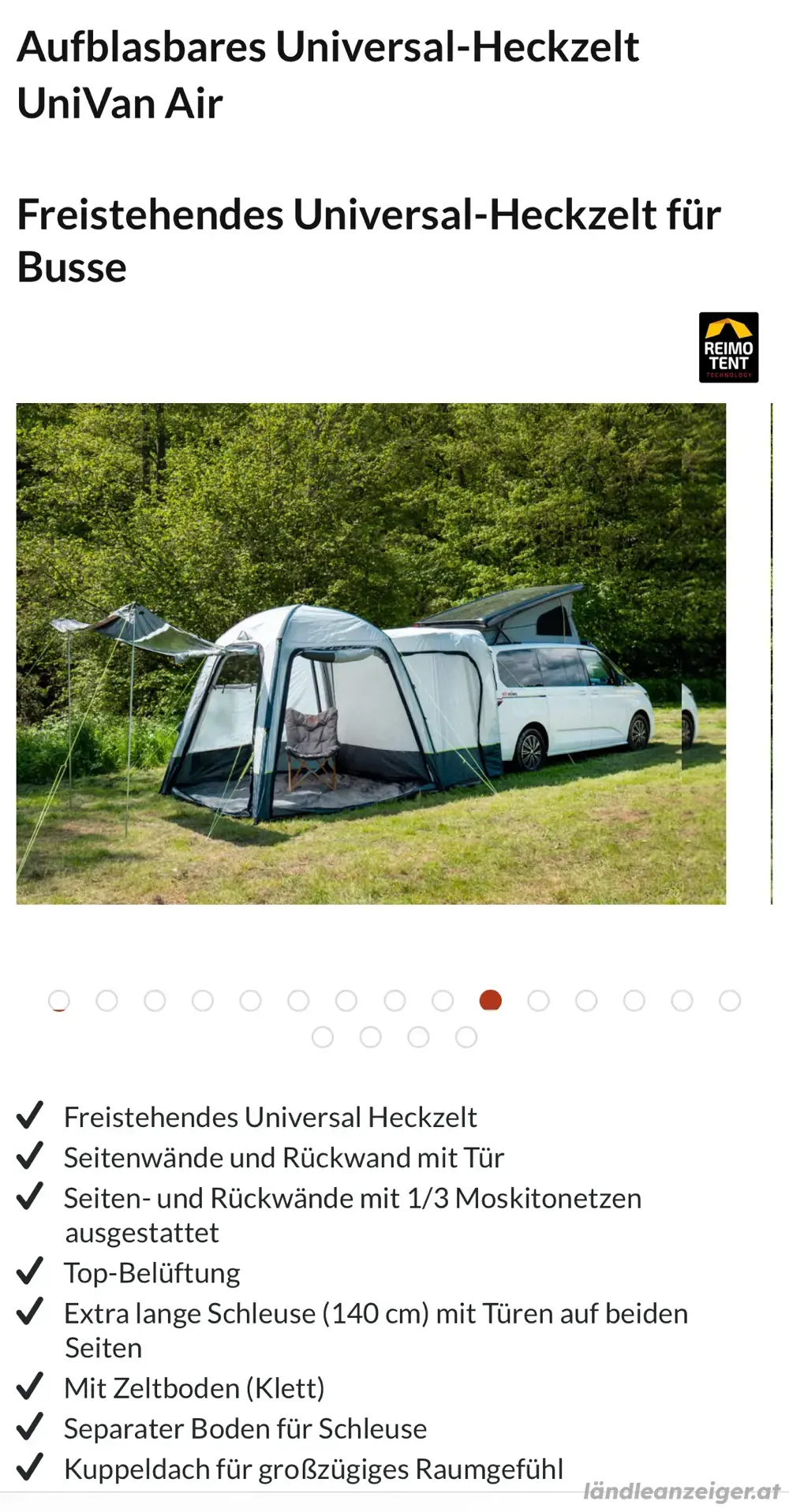 Aufblasbares Universal-Heckzelt für Busse