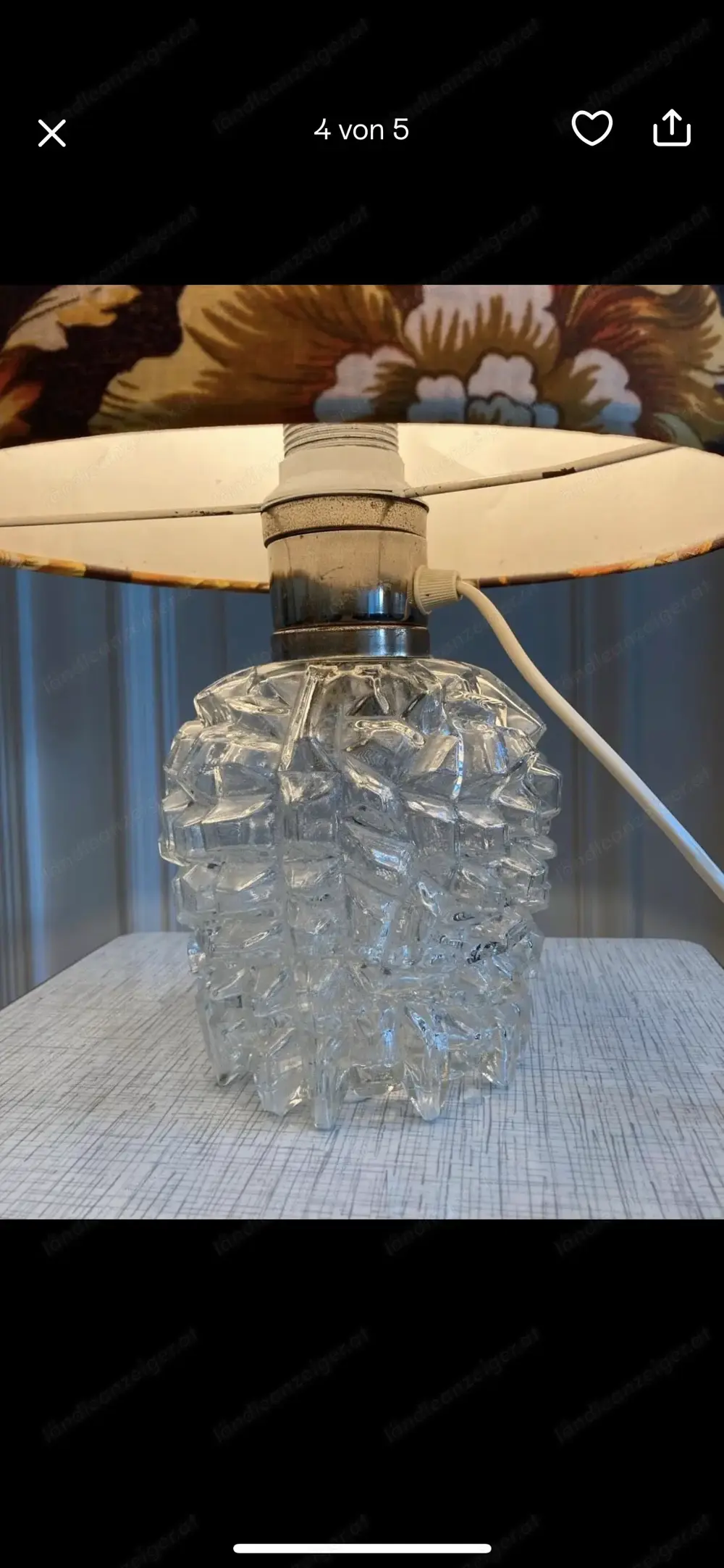 Original 70er Tischlampe Eisglas Mid Century Doria Space Age