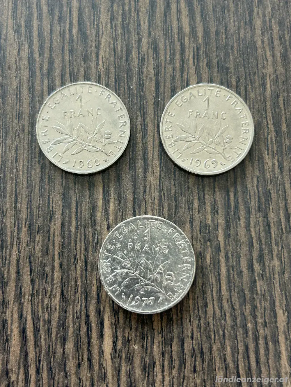 1 Franc Umlaufmünzen Frankreich, 3 Stück