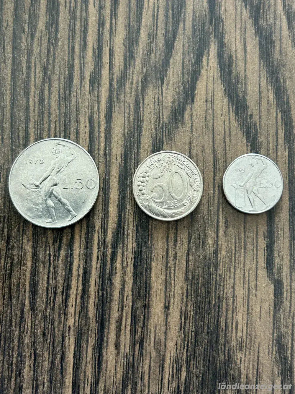 50 Lire Umlaufmünzen Italien, 3 Stück