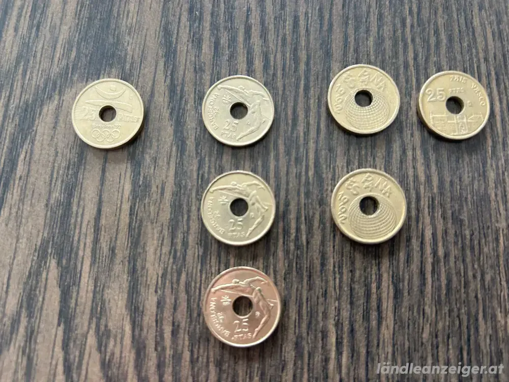 25 Pesetas Spanien, Umlaufmünzen, 11 Stück