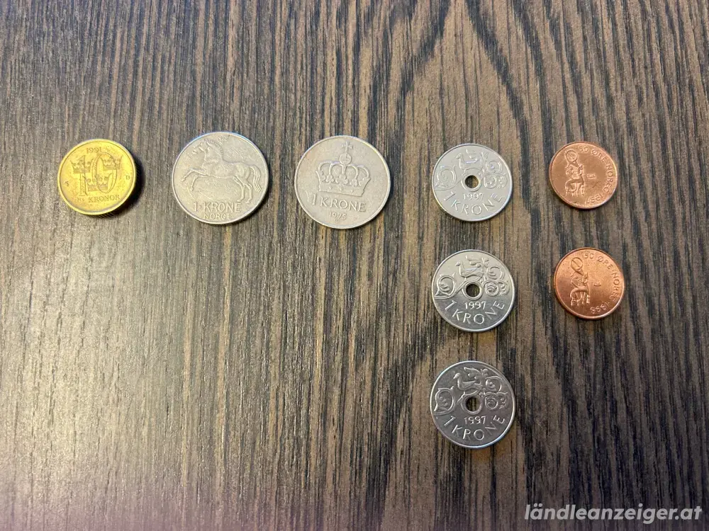 Münzen aus Norwegen, 8 Stück
