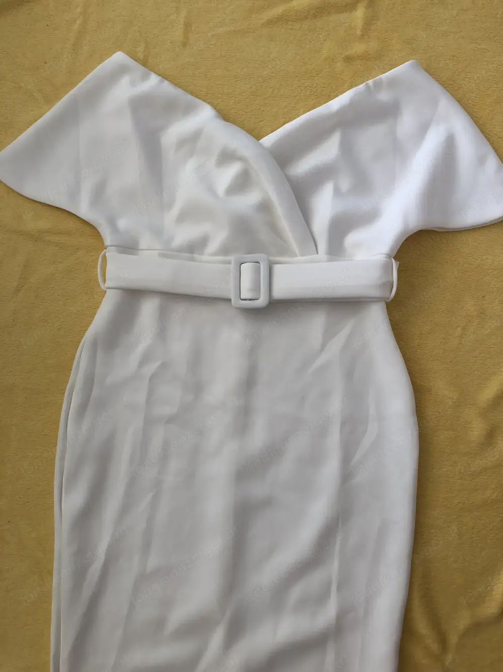 Elegantes Weißes Cocktail Kleid Gr 38 40 mit Gürtel NEU