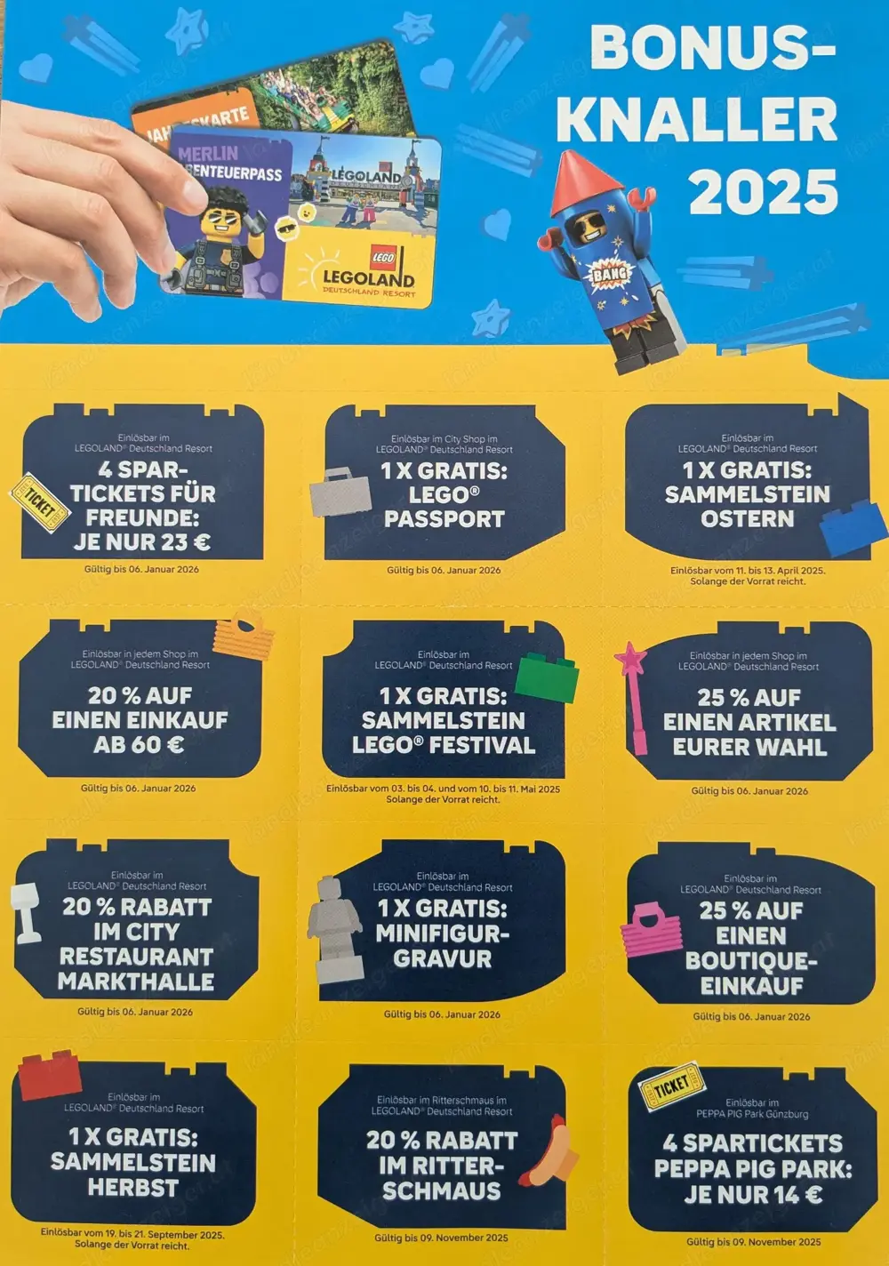 Legoland Bonusheft 2025 (vergünstige Eintrittskarten + weitere Gutscheine)