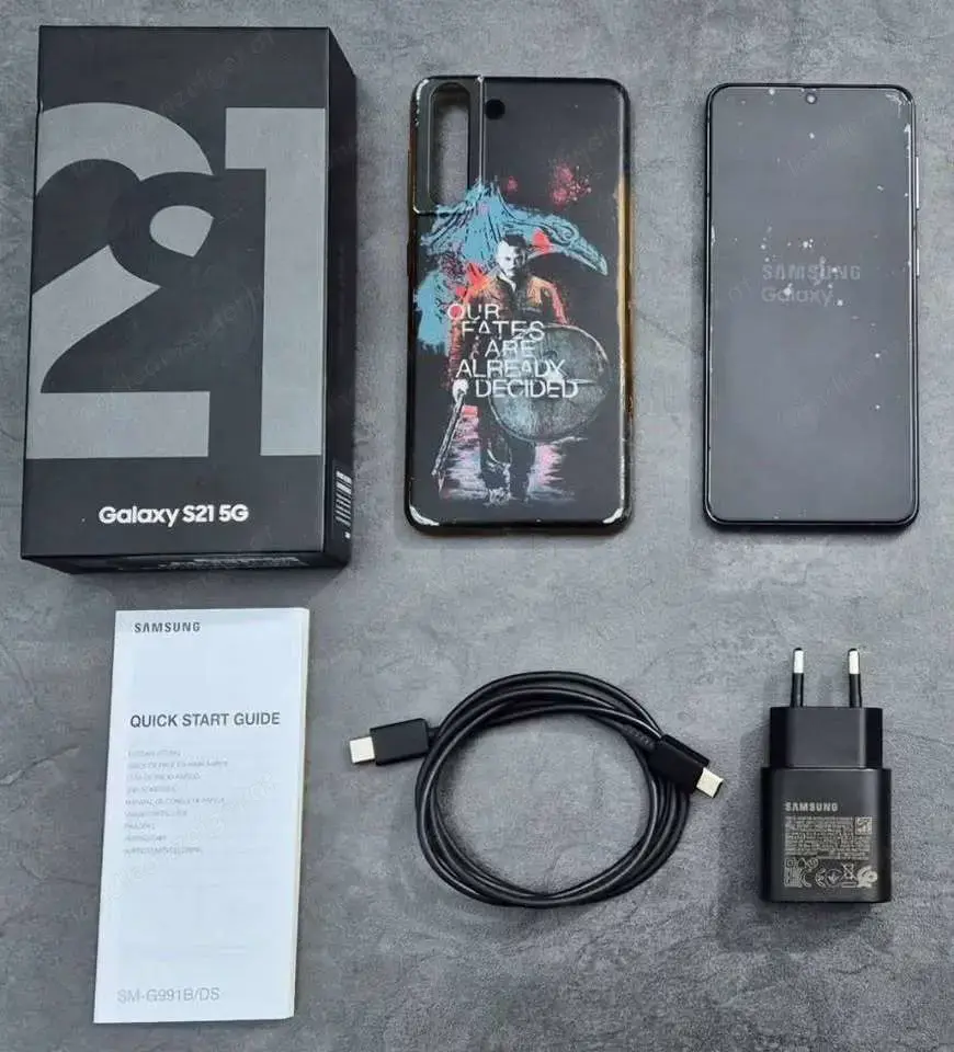 Smartphone Samsung Galaxy S21 5G 256GB ROM 8GB RAM Dual-Sim grau offen + Handyhülle + Schutzfolie