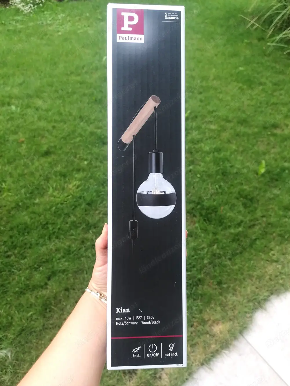 Wandleuchte 2 Stk., Holz Schwarz, E27 230V, dimmbar