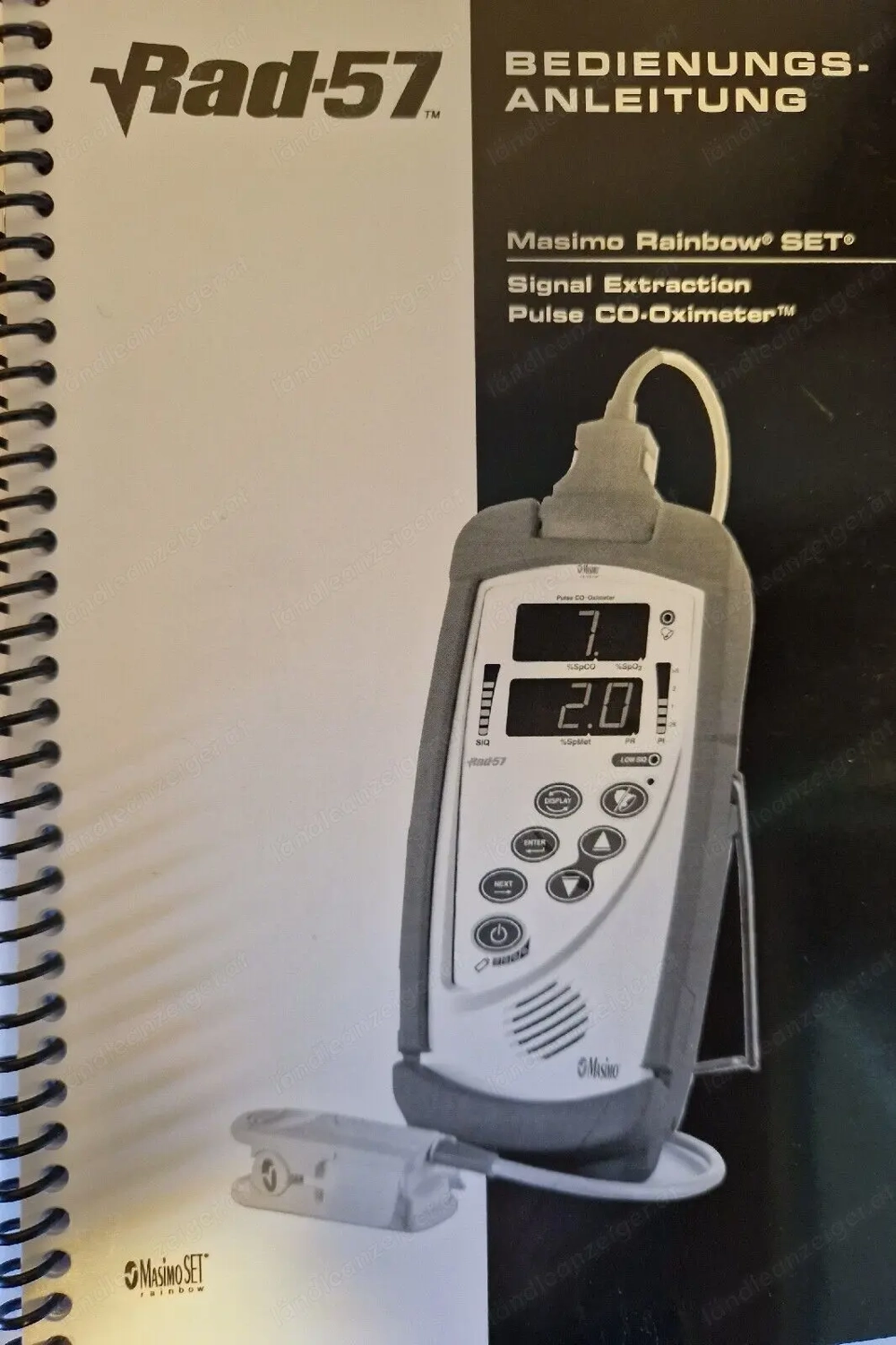 Masimo Rad-57 (SPO2, SPCO und SpMet) + Sensor, Kabeln, Hand-Cover