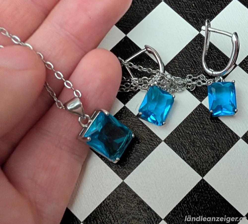 Schmuck Set silber blau