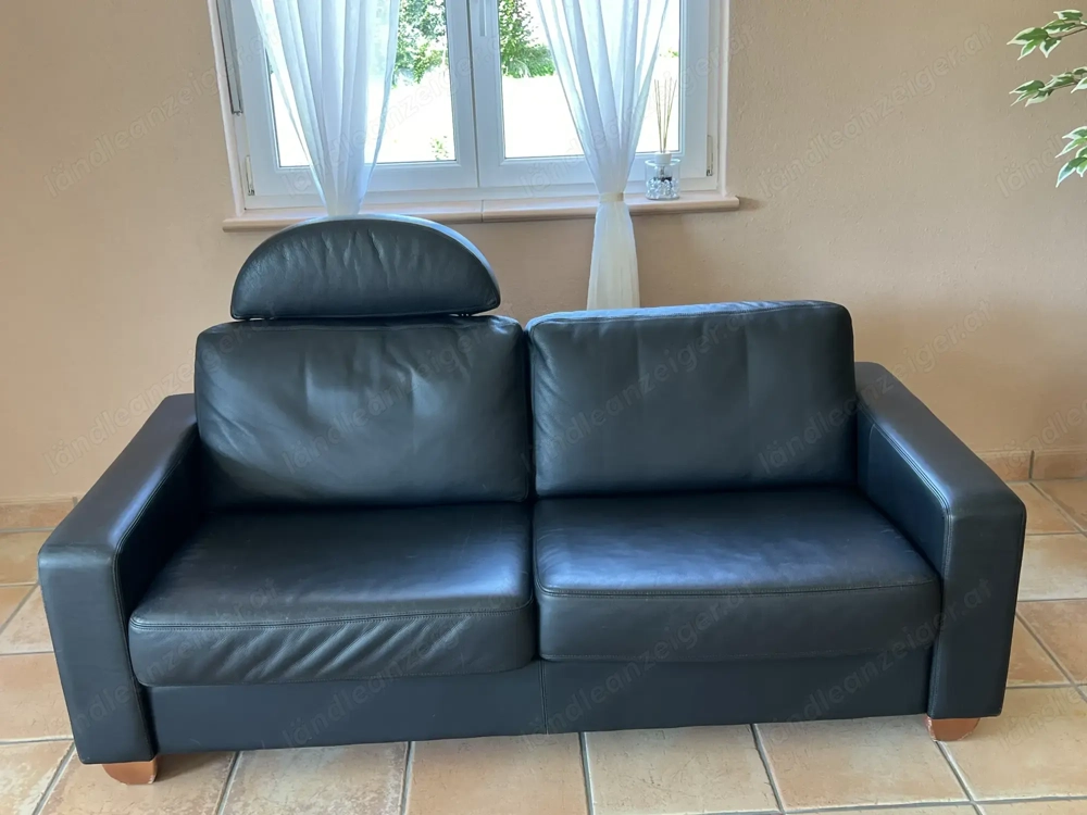 Marken Sofa in Glattleder schwarz
