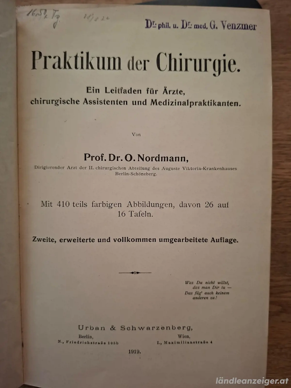 Buch alt, Praktikum der Chirurgie, 2. Auflage, 1919
