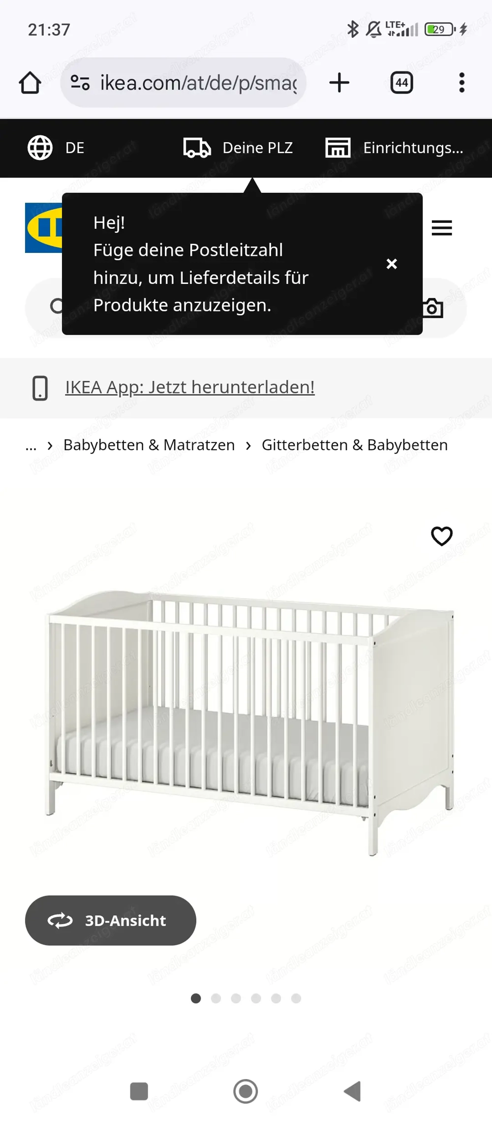 Gitterbett - kann zu Kinderbett umgebaut werden