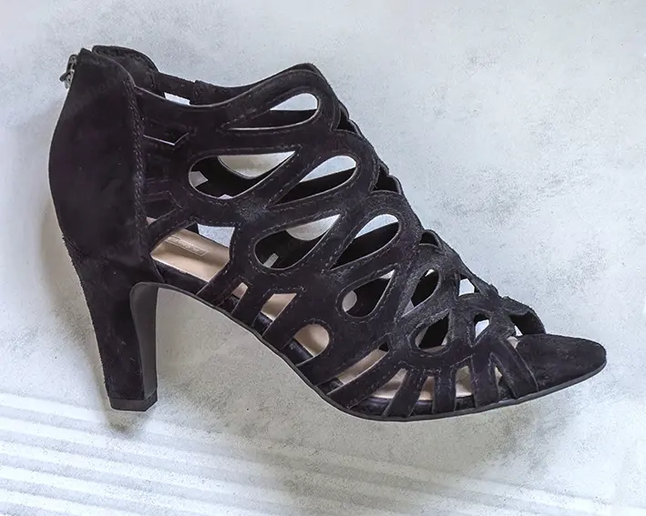 Damensandalen Gr. 38, Damenschuhe, Sandalen, High Heels, schwarz 