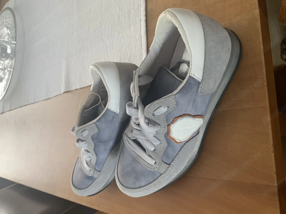 Sneaker Damen Leder Stoff Gr. 36 neu grau silber