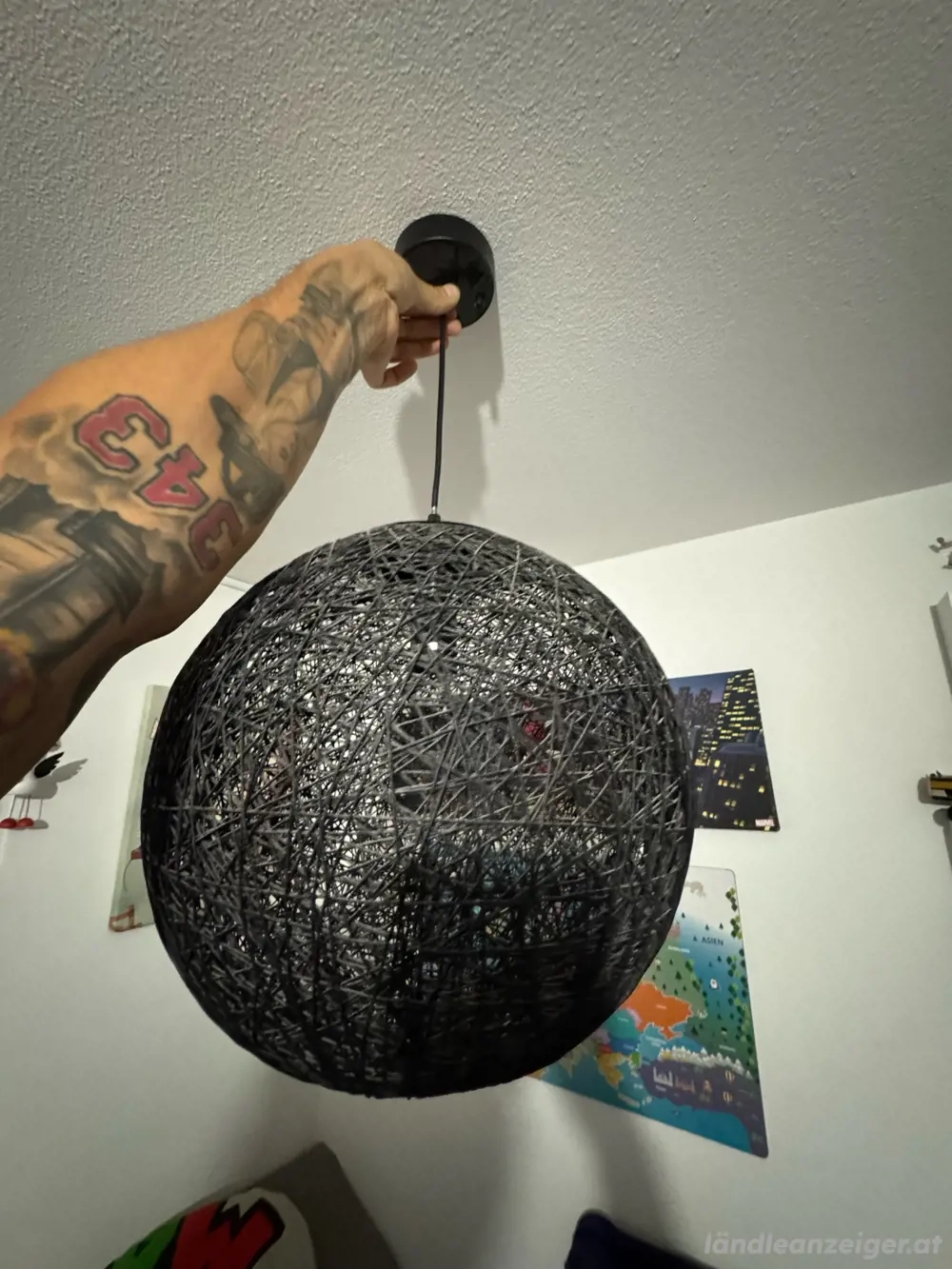 Schicke Hängelampe Kugel   37 cm   Boho Modern   E27 LED