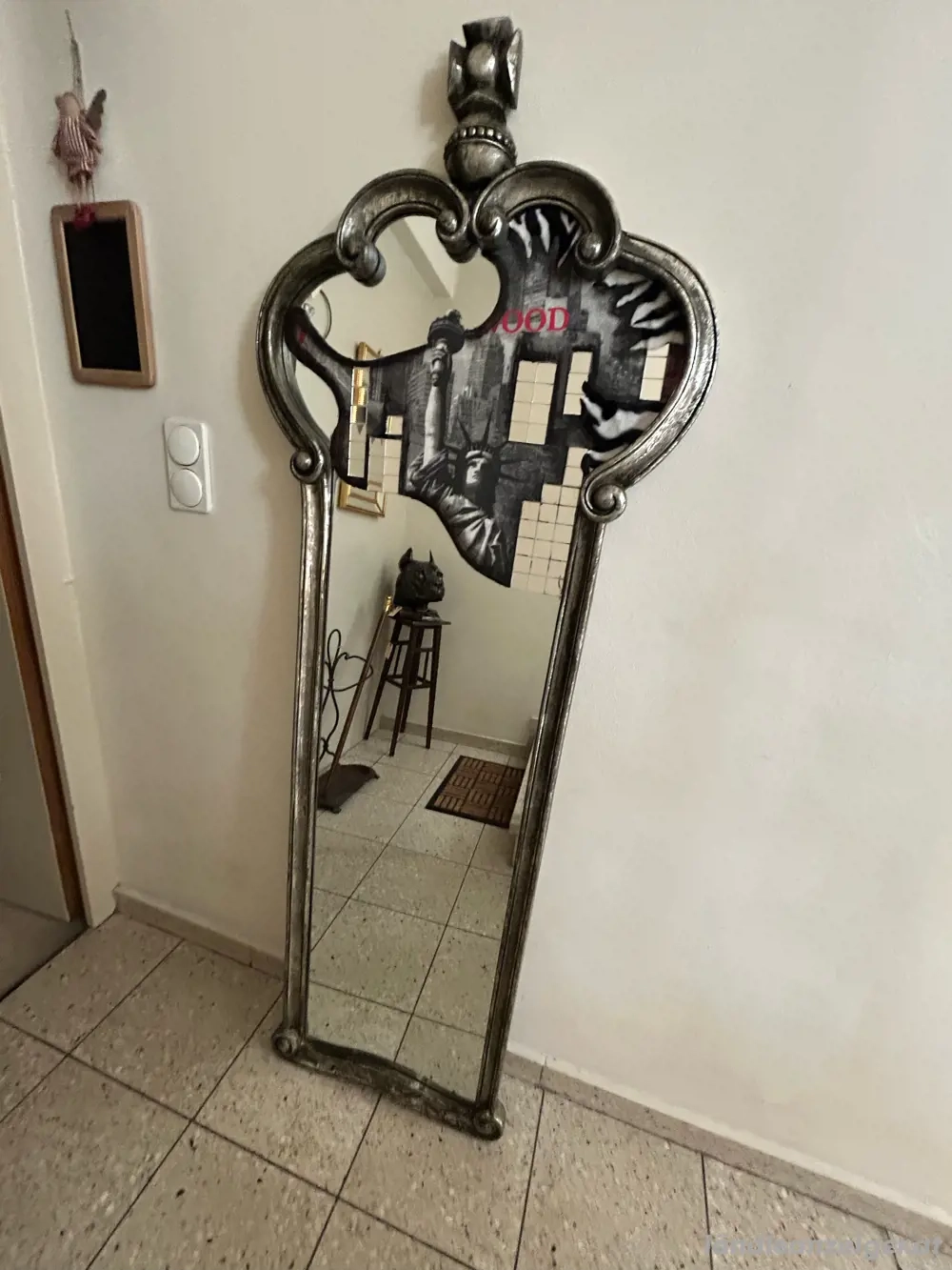  Antik Spiegel in schwarz  silber Unikat