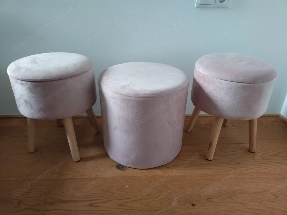 Hocker mit Samtüberzug, rosa, super für's Kinderzimmer Hocker mit Samtüberzug, rosa, super für's Kinderzimmer