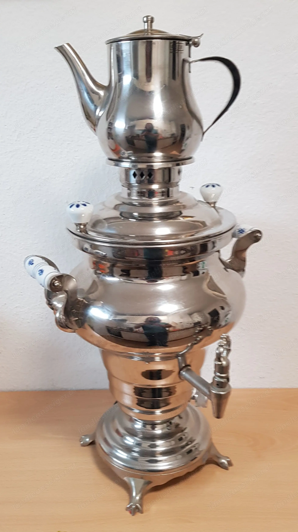 BEEM Samowar, Samovar, Rebecca III, ca. 3L + 1L Teekanne mit Deckel, Made in Germany, Material: Edel