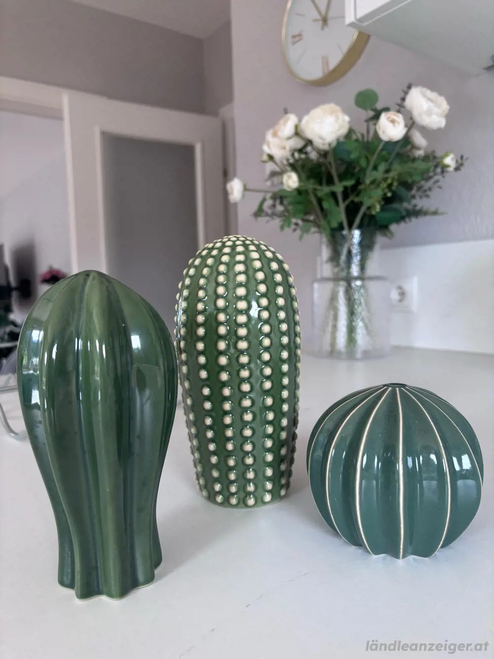    3er-Set Deko-Kakteen aus Keramik   