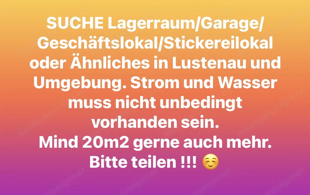 Suche Lagerraum - Garage- Lokal 
