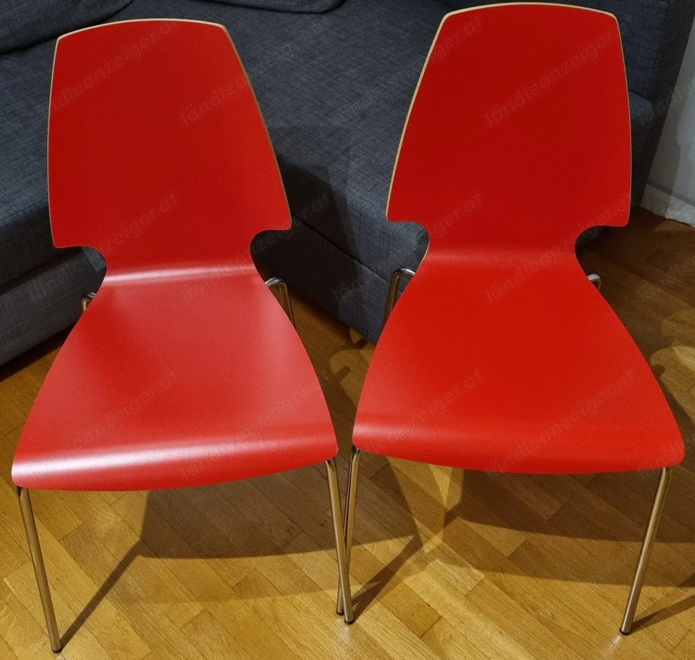 2x IKEA VILMAR Stuhl, rot, neuwertig