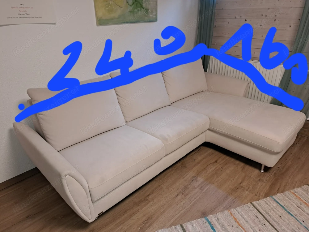 Wohnzimmer Garnitur (kleine Fleck) beige 240x160 cm 90cm hoch Marke HASAG, gebraucht