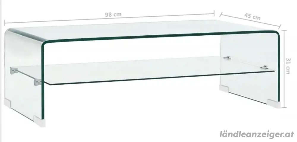 Glastisch mit Ablage