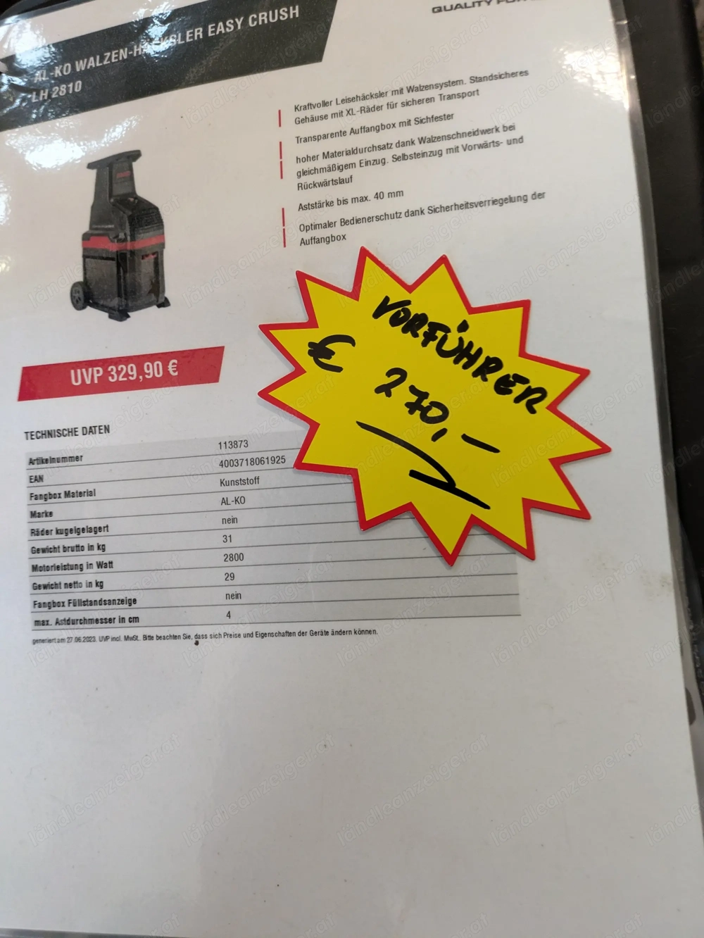 AL-KO Walzen-Häcksler Easy Crush LH 2810 (Vorführgerät)