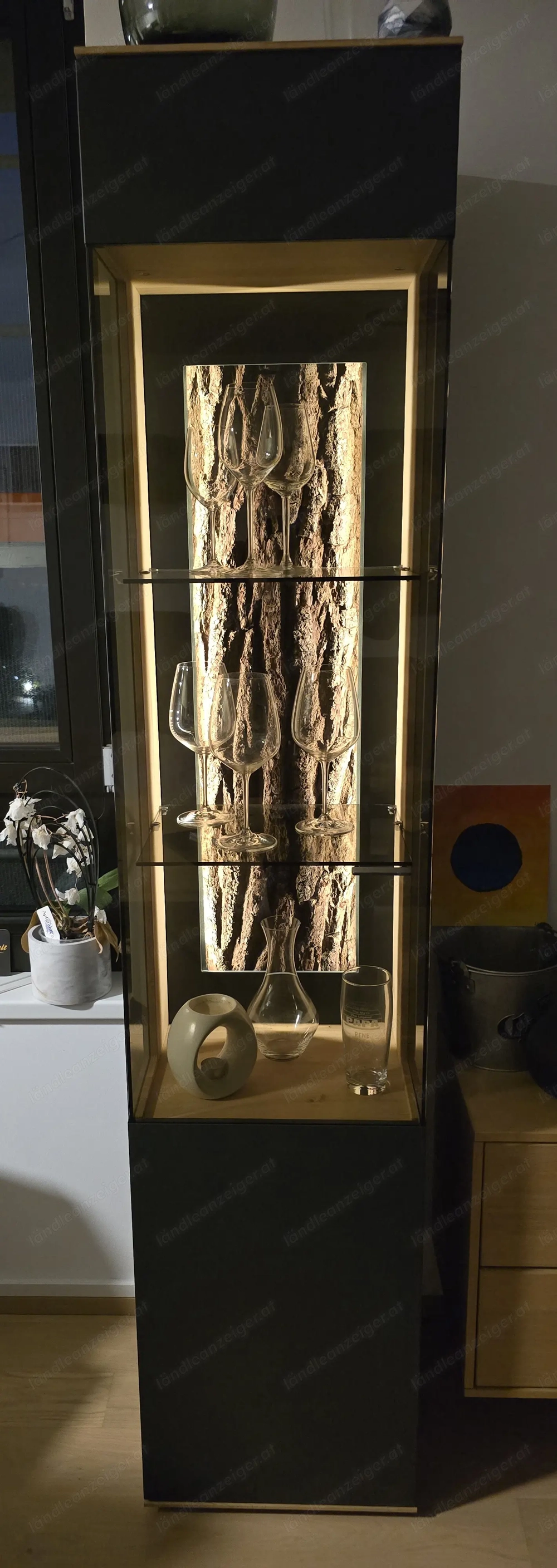 Vitrine Hartmann Heda mit Beleuchtung Echtholz