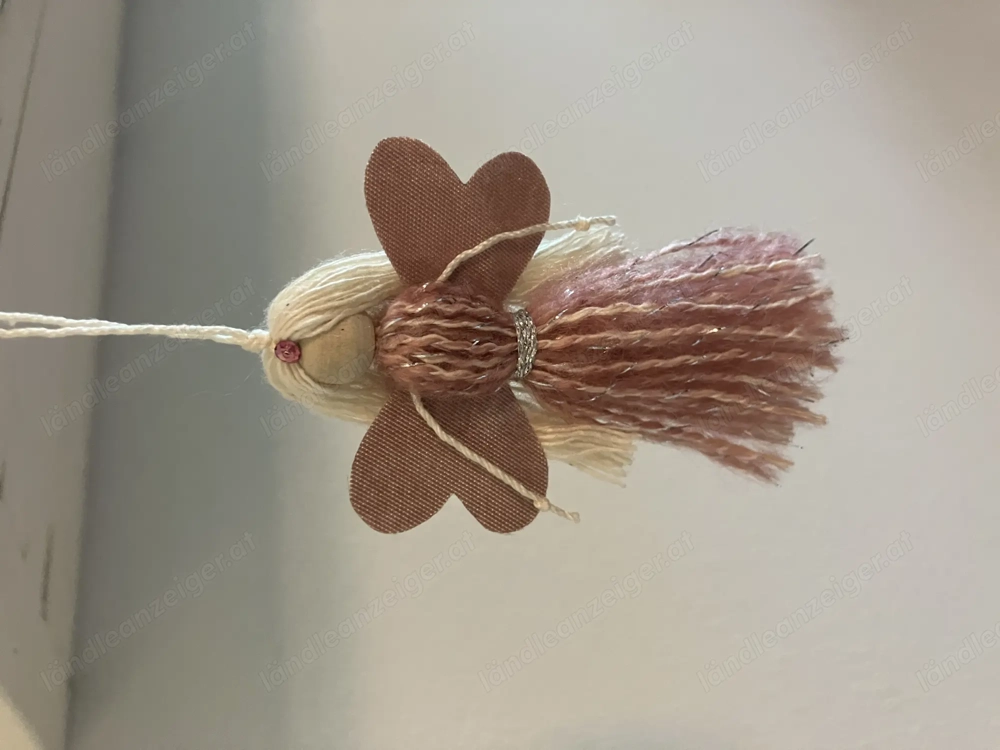 6 Stück Makramee Engel   Elfe   Fee in Rosa zum hängen, H. 8 cm, Dekohänger